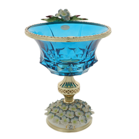 Blue cup Murano Luxurious Hydrangea 30cm