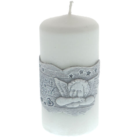 Small silver Christmas Angel candle