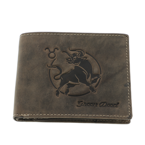 Men's wallet brown leather zodiac Taurus