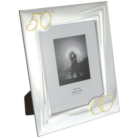 Photo frame with silver wedding gold wedding rings 33cm