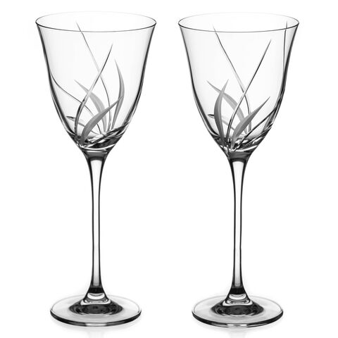 Set of 2 Iris crystal red wine glasses