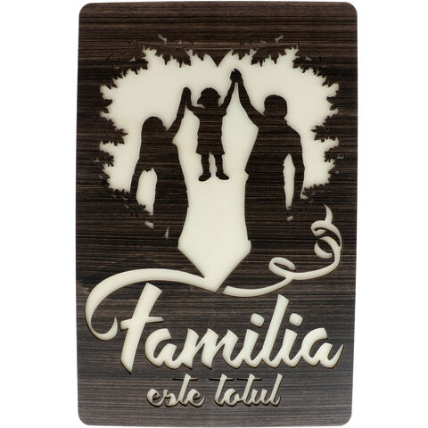 Wooden Wenge Family Picture with Boy 40cm