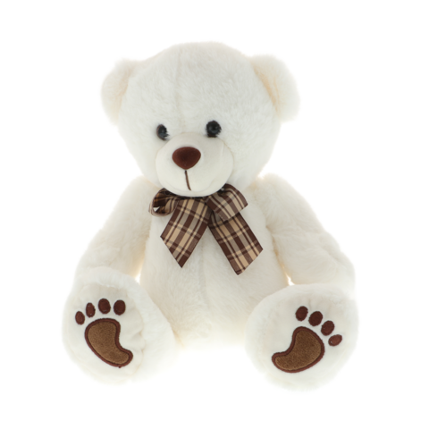 White teddy bear with bow 25cm