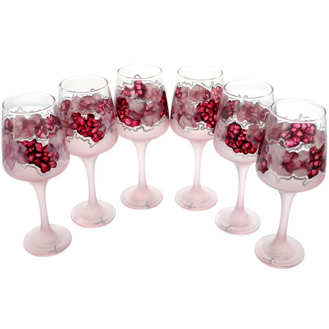 Set 6 pahare vin pictate manual roz