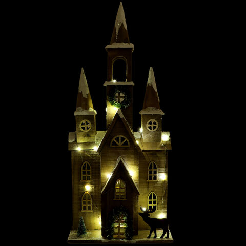Biserica Mare Lemn cu Luminite 56 cm