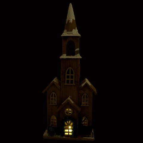 Biserica Medie Lemn cu Luminita 47 cm