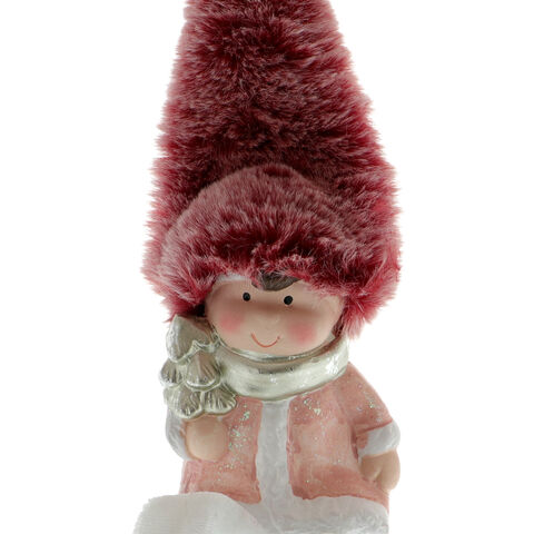 Figurina cu caciula blana roz