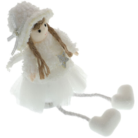 Figurina fetita textil alb