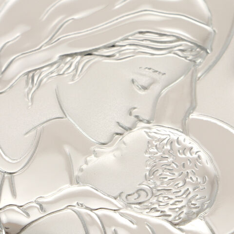 Iconita inima Maria cu pruncul argintata