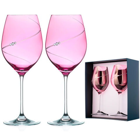 Set 2 Pahare Vin Cristal Pink Silhouette
