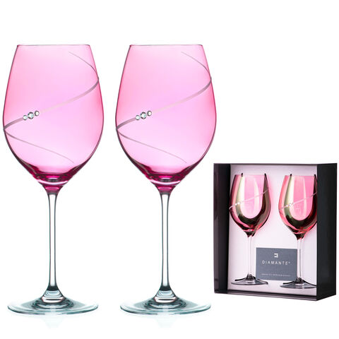 Set 2 Pahare Vin Cristal Pink Silhouette