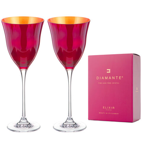 Set 2 Pahare Vin Cristal Red Oro