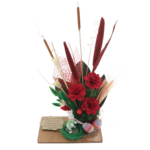 Table arrangements and handmade wreaths for Easter