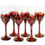 Set of 6 champagne glasses painted red orange