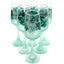 Set of 6 painted green champagne glasses
