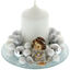 Christmas arrangement with silver angel candle
