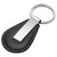 Black leather-metal with polished silver keyring