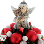 Karácsonyi dekoráció angyal és piros gömbökkel 4