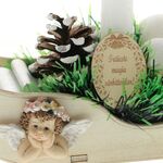 Aranjament Craciun saniuta lemn cu inger 27cm 2