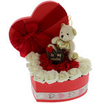 Arrangement with roses and a valentine bear 3