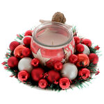 Christmas arrangement with red-white candle and angel 15cm 3