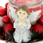 Christmas arrangement with red-white candle and angel 15cm 5