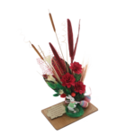 Aranjament de Paste personalizat flori rosii cu iepuras 2