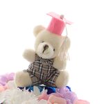 Aranjament floral absolvire trandafiri roz-albastri 30cm 4