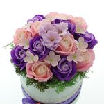 Aranjament floral roz-mov trandafiri sapun 20cm 4