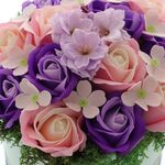 Aranjament floral roz-mov trandafiri sapun 20cm 5