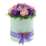 Aranjament floral roz-mov trandafiri sapun 20cm 6