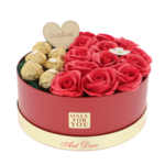 Floral arrangement red roses and Ferrero 20cm 2