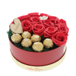 Floral arrangement red roses and Ferrero 20cm 4