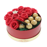 Floral arrangement red roses and Ferrero 20cm 5