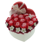 Aranjament floral trandafiri sapun inima rosie 20cm 1