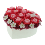 Floral arrangement soap roses red heart 20cm 3