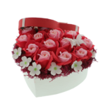 Aranjament floral trandafiri sapun inima rosie 20cm 5