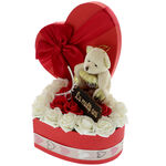 Arrangement of roses with teddy bear 20 cm 3