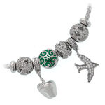 Silver Charms Bracelet Green Dove 1