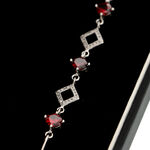 Silver bracelet with Red Crystals and Rhombuses 4