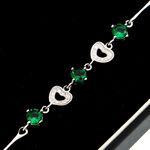 Silver bracelet with Green Crystals Heart 4