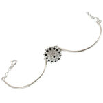 Silver Bracelet Black Flower 2