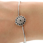 Silver Bracelet Black Flower 4