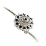 Silver Bracelet Black Flower 5