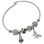 Silver Green Charms Bracelet with Butterfly 2