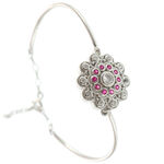 Pink Flower Silver Bracelet 2