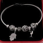 Silver Bracelet Black Charms 5