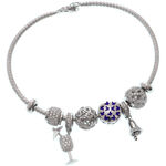 Silver Bracelet Blue Charms 3