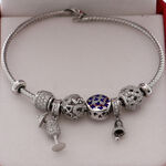 Silver Bracelet Blue Charms 5