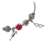 Silver Charms Bracelet with Pink Flower 1